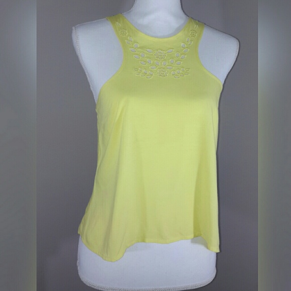 Bright Yellow zippered razorback top NWT - Picture 2 of 4